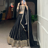 Intricate Black Embroidered  Lehenga Choli