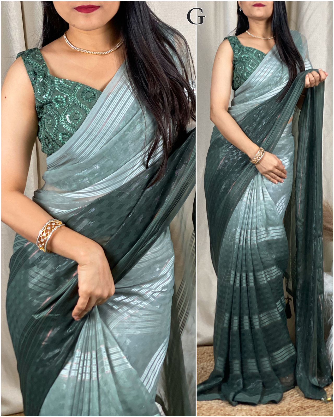 Rustic Glamour Sparkle georgette Saree