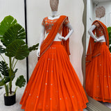 Orange Faux Georgette Lehenga Choli