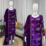 Charming Violet Viscose Velvet Suit