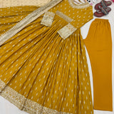 Yellowish Wedding Silk Anarkali Gown