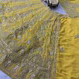 Lemon Yellow Fusion Lehenga