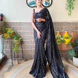 Black Beautfull Sequance Saree Collection