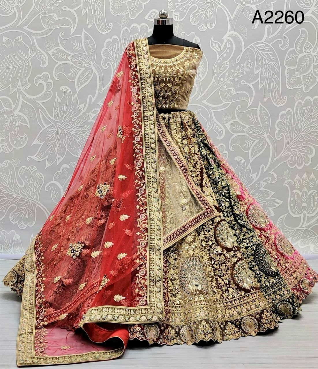 Designer Bridal Velvet Lehenga Choli