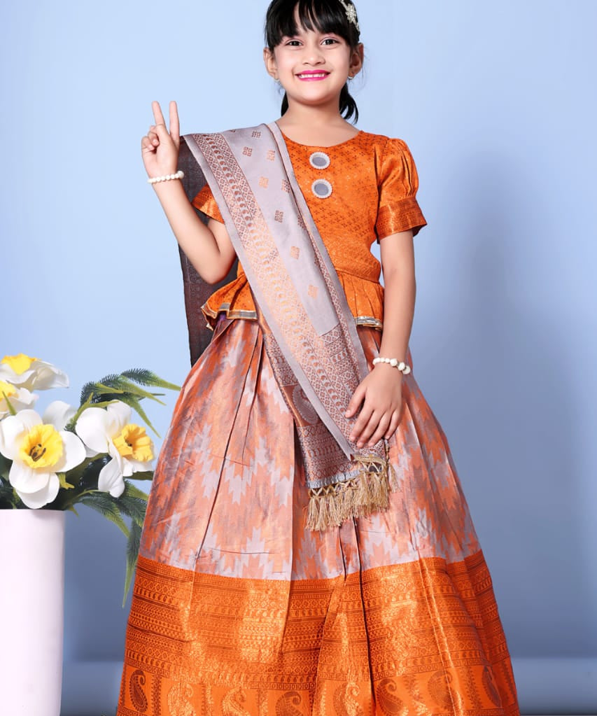 Traditional Zig Zag Kids Lehenga