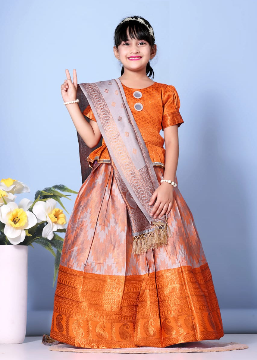 Traditional Zig Zag Kids Lehenga
