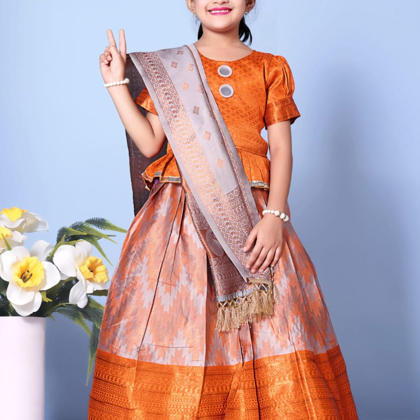 Traditional Zig Zag Kids Lehenga