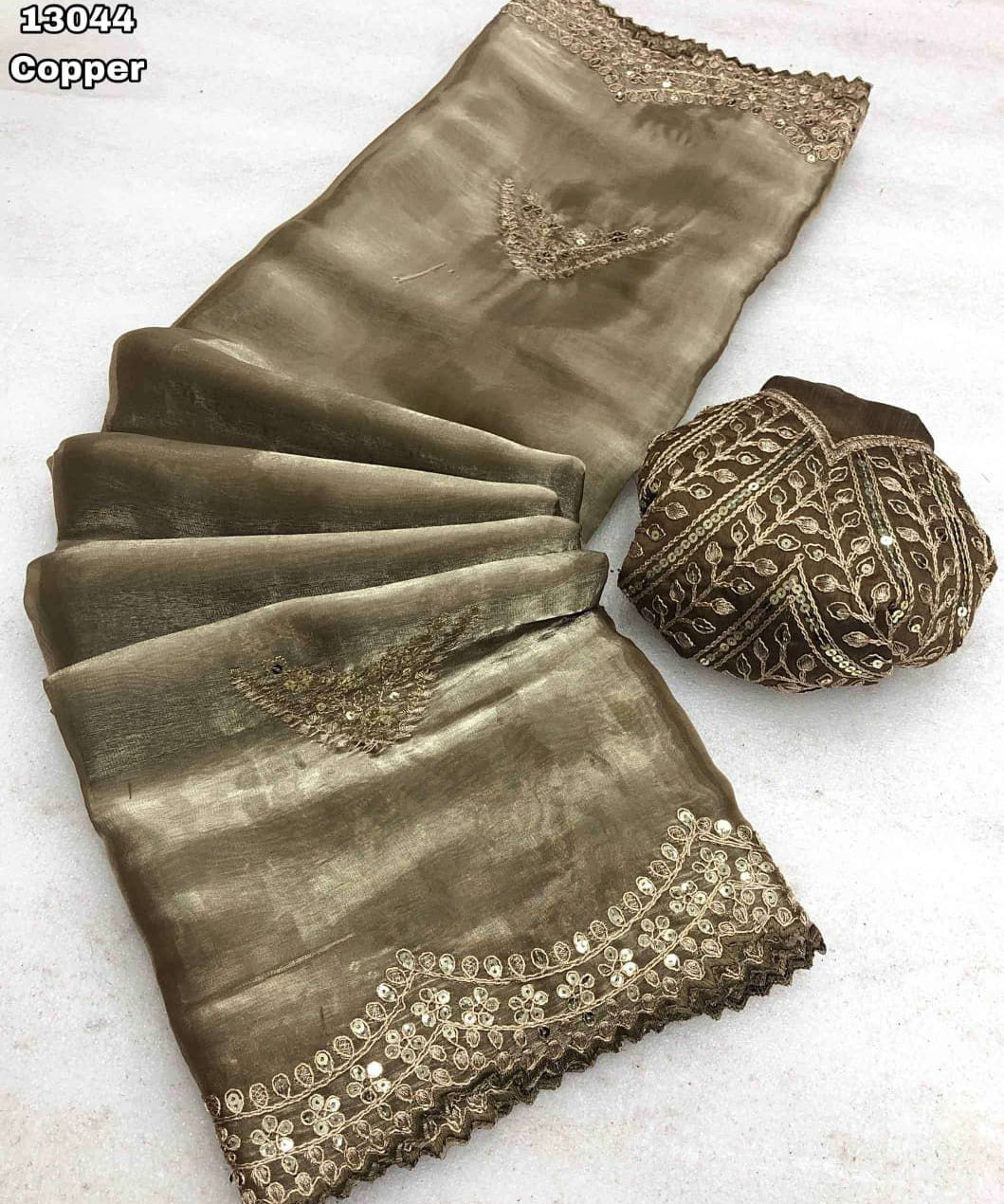 Shiny Soft Satin Silk Gold Zari Saree