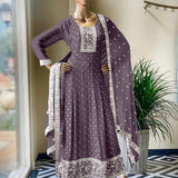 Faux Georgette With Heavy Cotton Thread Embroidery Sequence Work Gown