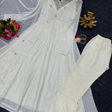 Fancy Heavy Georgette White Suit