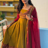 Traditional Mustard Silk Anarkali Gown
