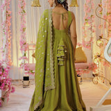 Olive Designer Partywear Anarkali Gown