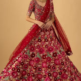 Wedding Flower Embroidery Work Lehenga