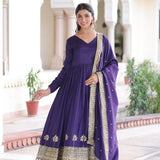Classic Vichitra Silk Anarkali Gown