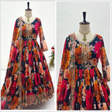 Charming Flower Printed Anarkali Gown