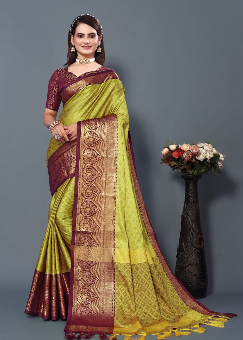 Beautiful zari weaving silk saree