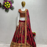 Red Brdial Net Lehenga Choli