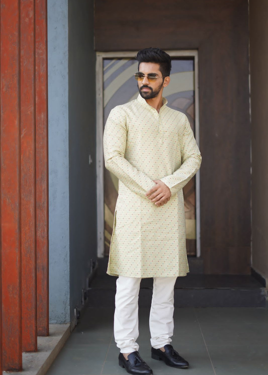 Presenting new heavy j-card silk with amboj work traditional kurtas