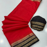 Reddish Mysore Crepe Silk Saree