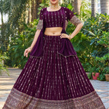 Wine Heavy Wedding Koti Lehenga