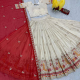 White Festive Banarasi Lehenga Choli