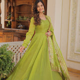 Attractive Russian Silk Anarkali Gown