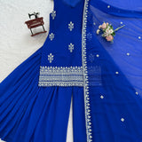 Royalblue Embroidered Top Plazzo