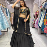 Black Shrug Heavy Indo Lehenga