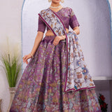 Purple Soft Dola Silk Lehenga