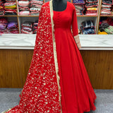 PRESENTING NEW RED GEORGETTE GOWN DUPPTA