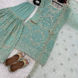 Exclusive Aqua Green Top Sharara