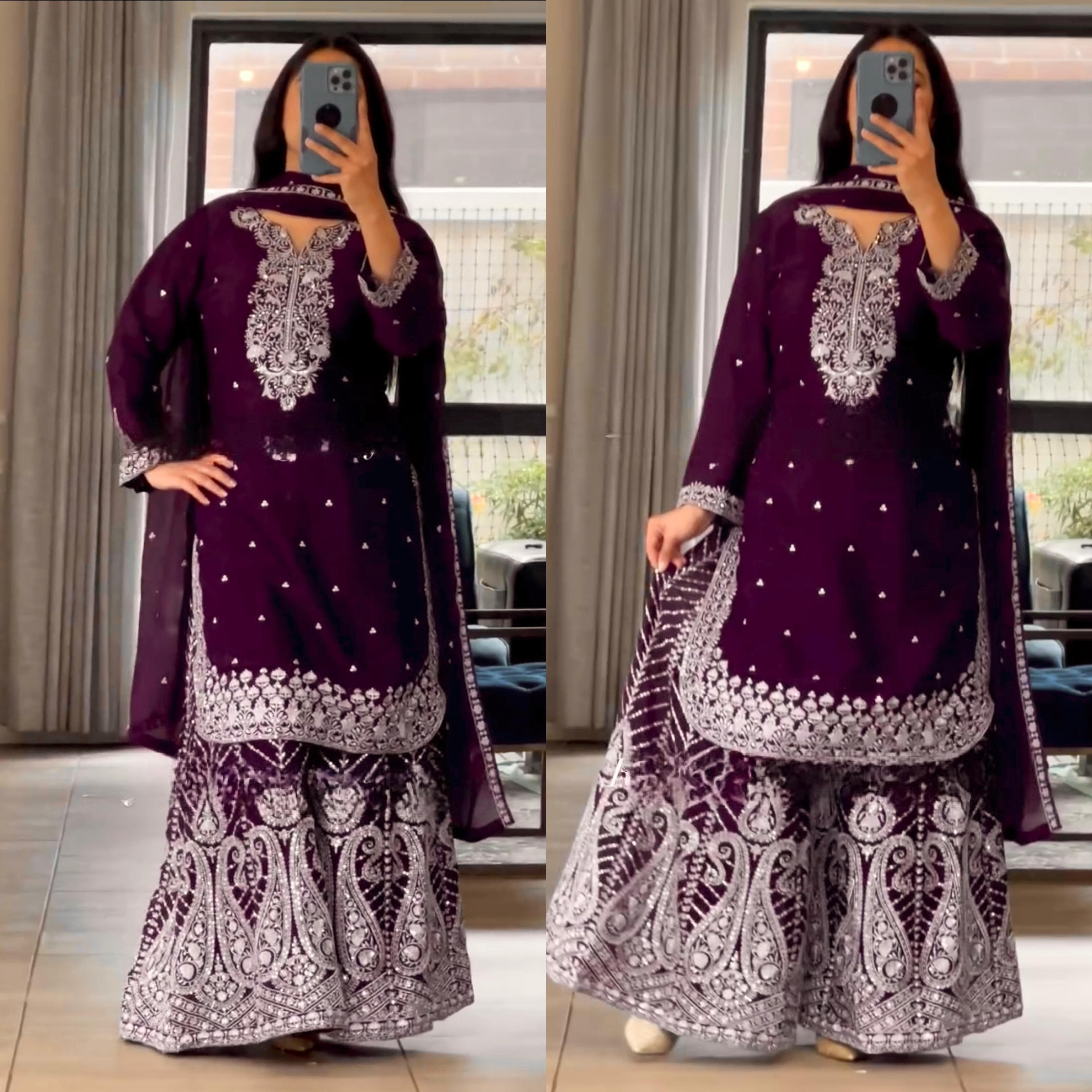 Heavy Chinon Luxury Top Plazzo