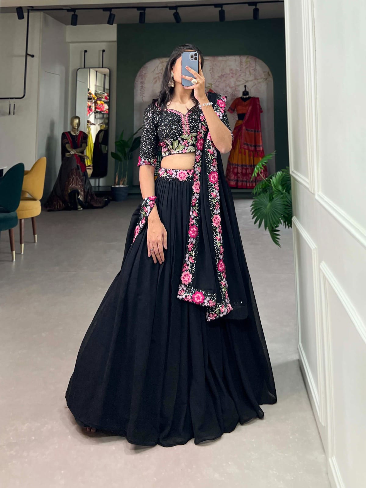 Black Adorned Emberoidered Lehenga Choli