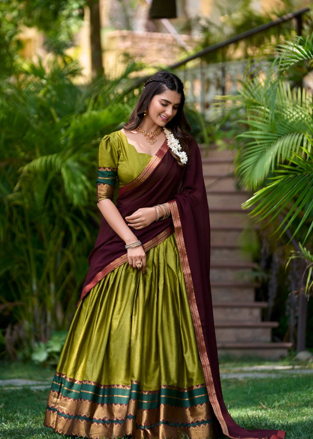 Festive Zari Weving Silk Lehenga