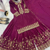 Wine Shiny Natural Creap Suit