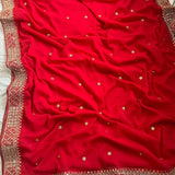 Red Fancy Moti Work Saree