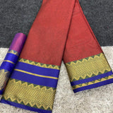 Pure Aura Plain Cotton Silk Saree