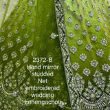 Mirror Work Crafted Green Bridal Lehenga