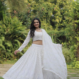 Faux Georgette With Sequins & Thread Lehenga Choli