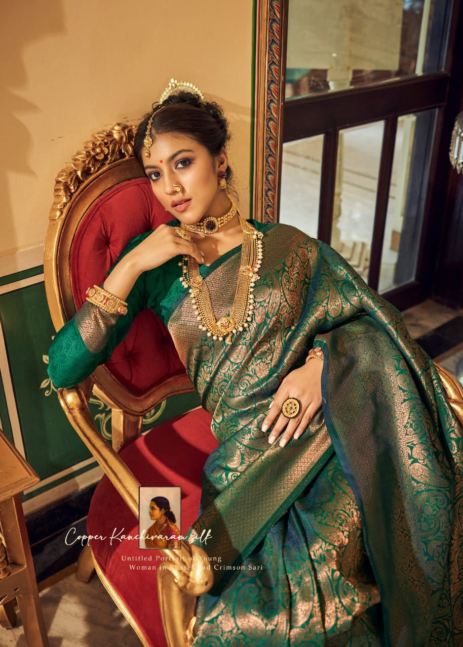 Wonderfull Copper Zari Silk Saree