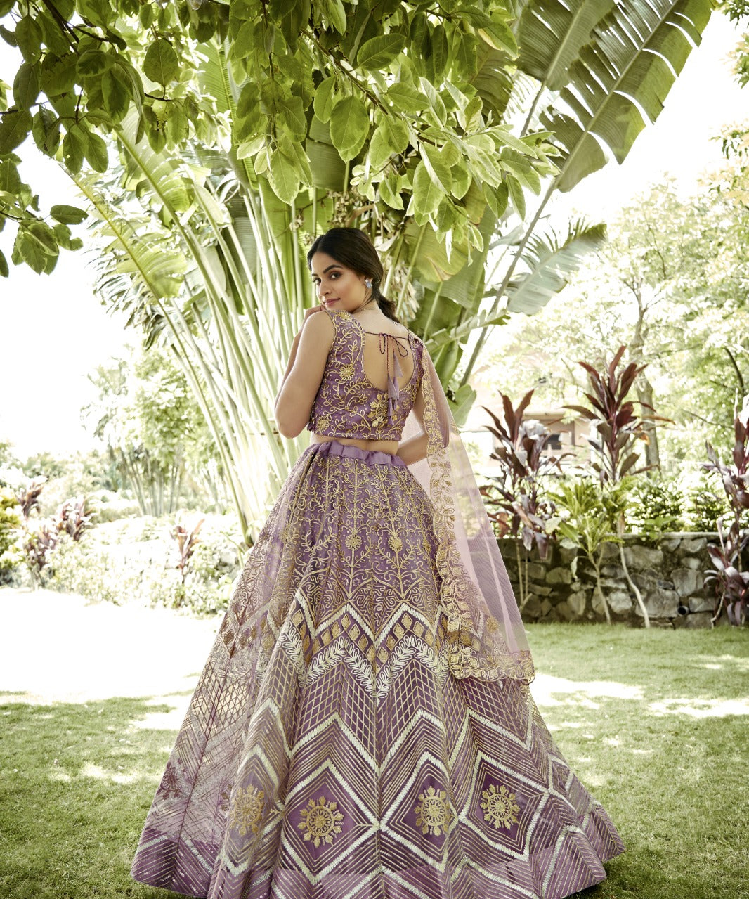 Purple Wedding Embroidered Lehenga