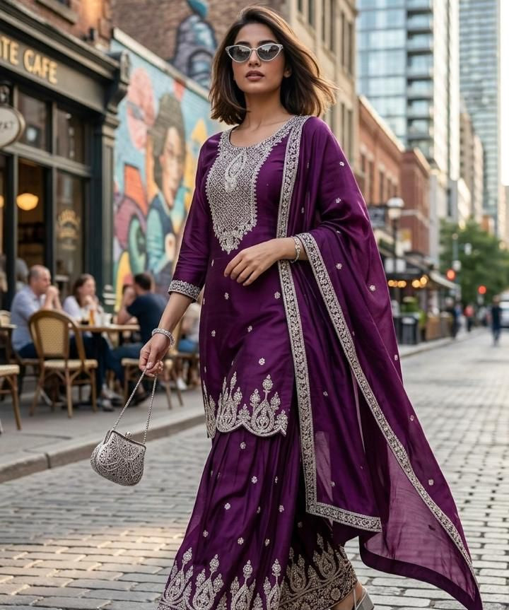 Classical Chinon Embroidered Suit