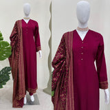 Monsoon Silk Maroon Straight Suit