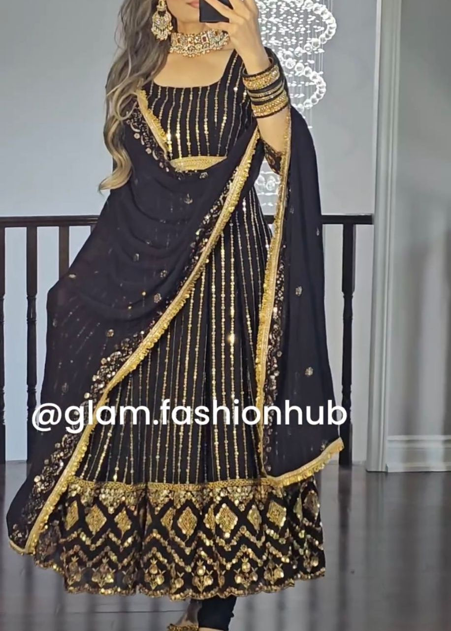 Pakistani Heavy Sequance Anarkali Gown