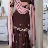 Brown Partywear  Faux Georgette Suit
