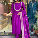 Purple Attractive Chanderi Kurti Collection