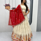 White Festive Banarasi Lehenga Choli