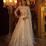 Launching Soft Mono Net Foil Mirror Embroidered Work Lehenga