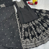 Black Embroidered Top Lehenga
