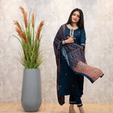 Dark Blue Chanderi Silk Suit
